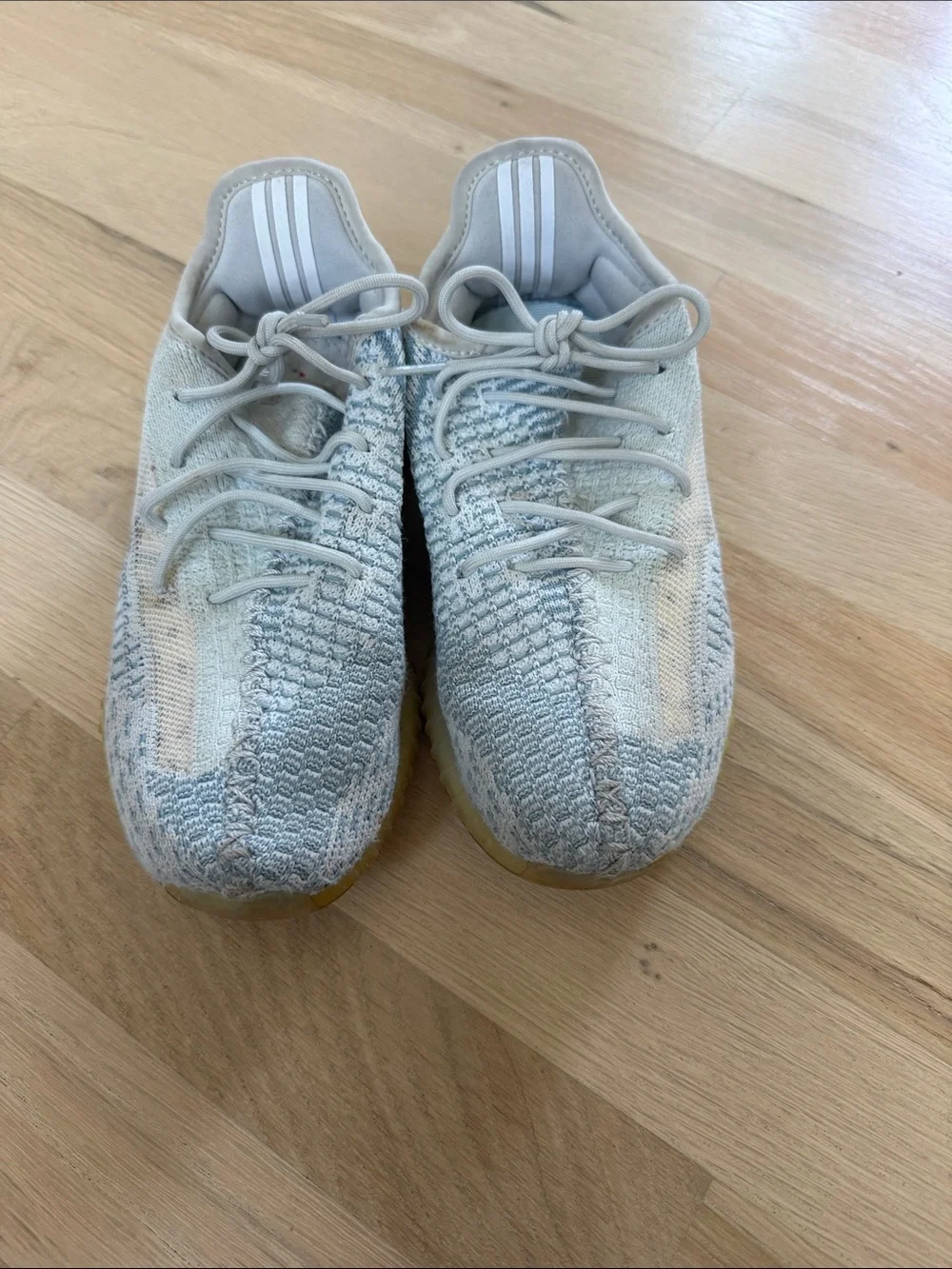 Yeezy Kids Sneakers in Light Gray, Cream & Yellow Sole